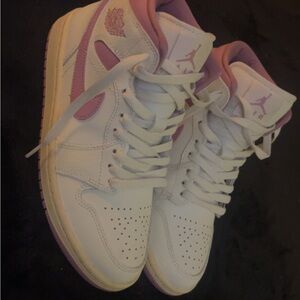 Jordan Women's White and Pink High-Top Sneakers